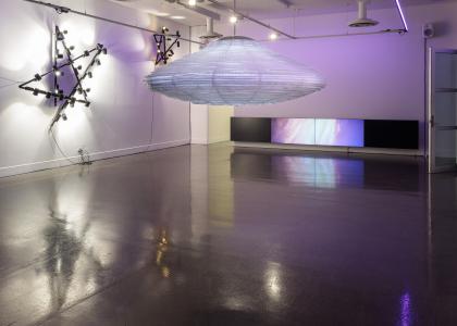 Lantern and Spotlights in an art gallery